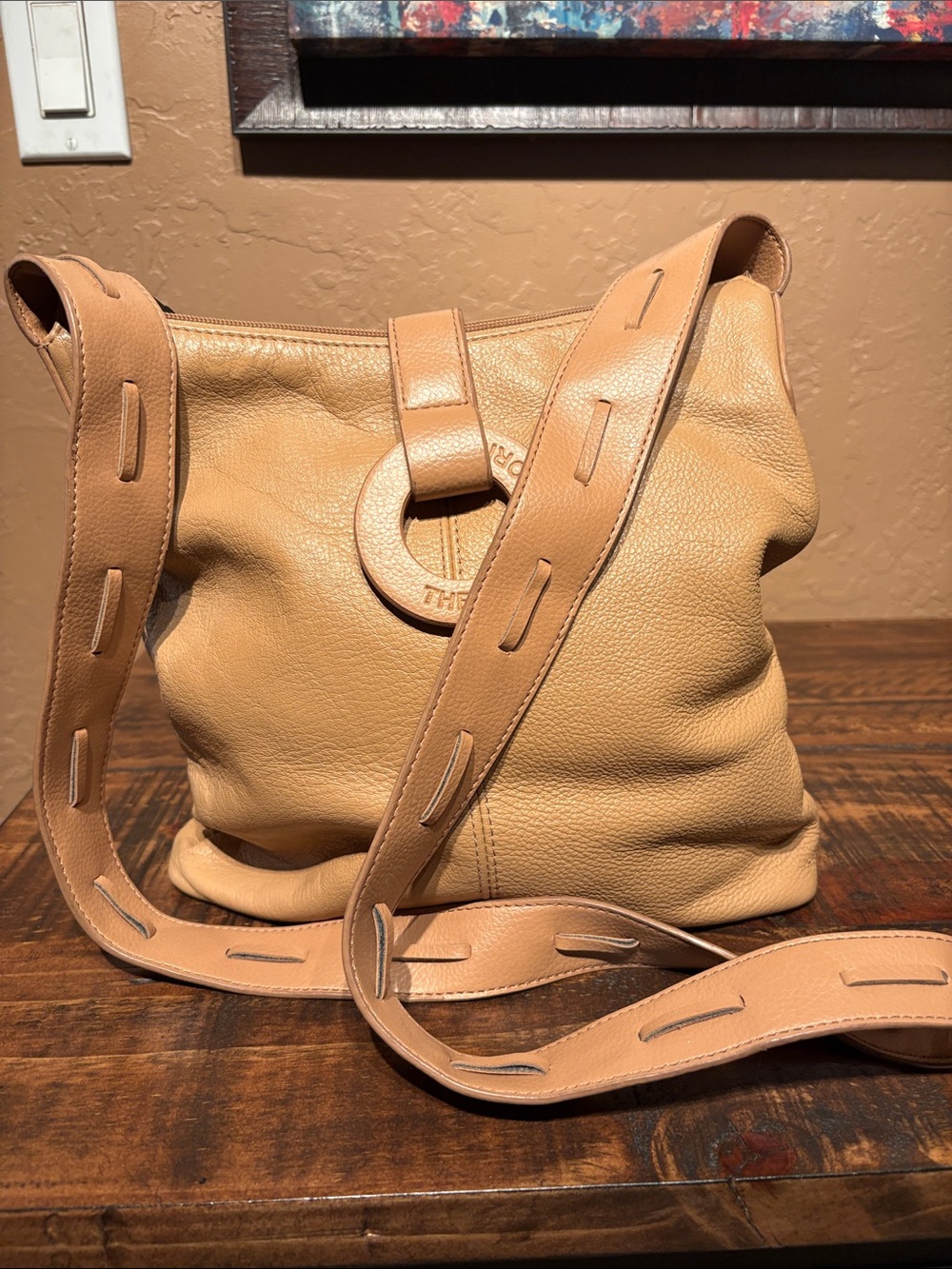 The Sak Tan Leather Crossbody Bag EUC